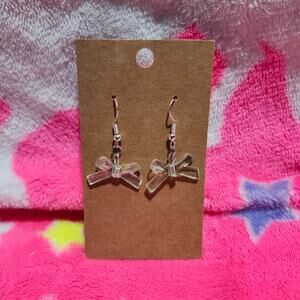 Clear Bows Silver Drop/Dangle Earrings
